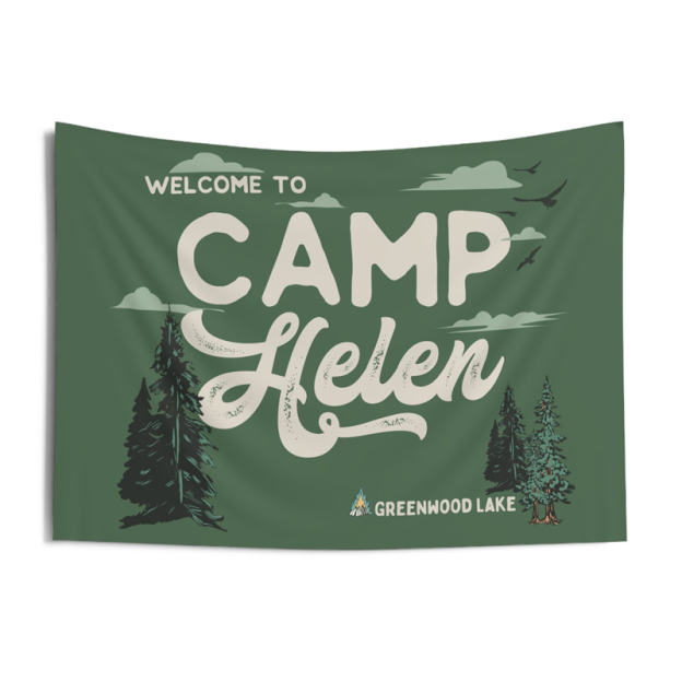 Personalized Camp Bachelorette Banner Tapestry | CWCamp03