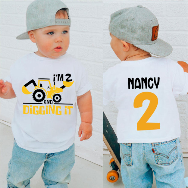 Personalized Digging It Construction Birthday T-Shirt | inBirth22