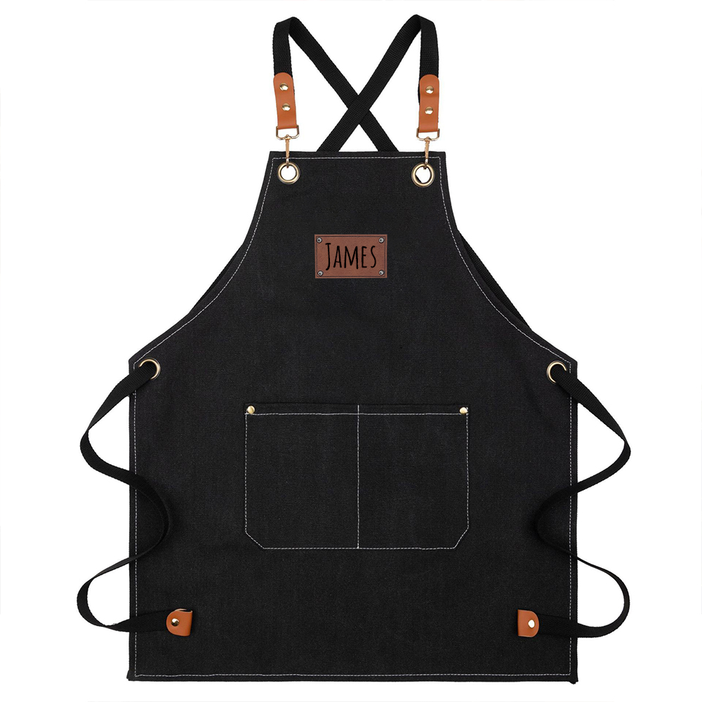 Personalized Leather Patch Canvas Apron with Pockets for Kid & Adult | Apron25