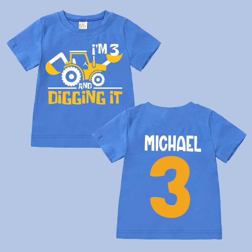 Personalized Digging It Construction Birthday T-Shirt | inBirth22
