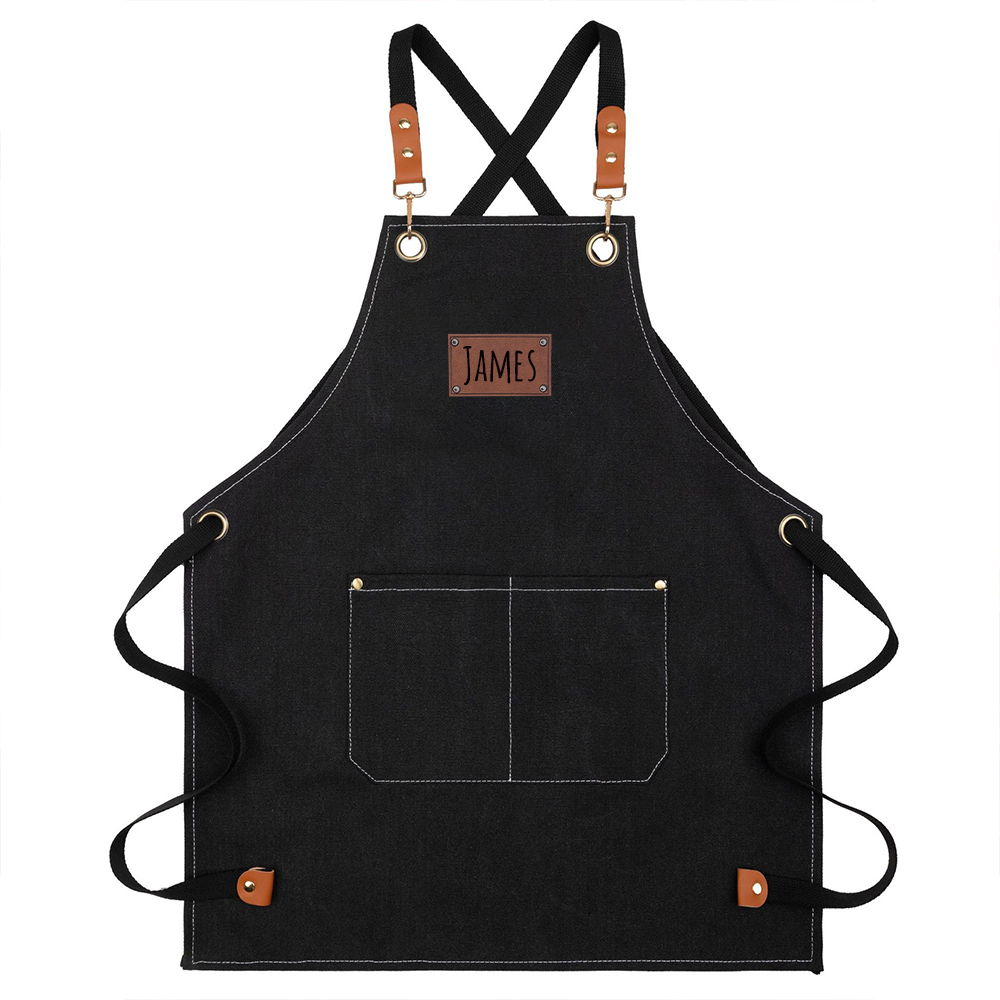 Personalized Leather Patch Canvas Apron with Pockets for Kid & Adult | Apron25