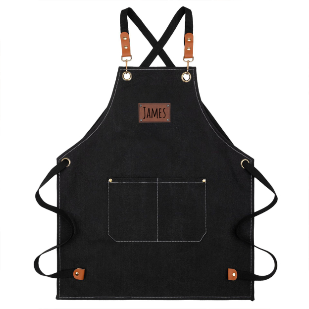 Personalized Leather Patch Canvas Apron with Pockets for Kid & Adult | Apron25