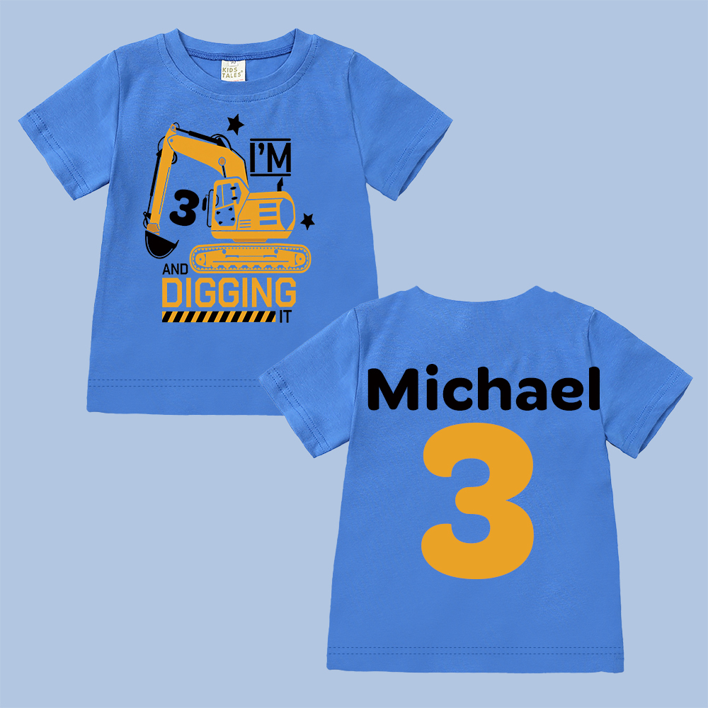 Personalized Construction Digging It Truck Birthday T-Shirt | inBirth26
