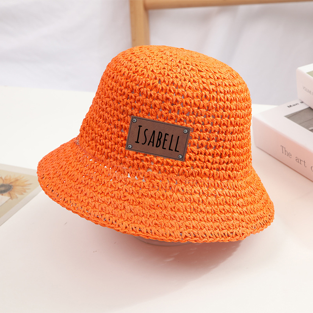 Personalized Colorful Leather Patch Straw Hat for Comfort & Unique | CWBeach86