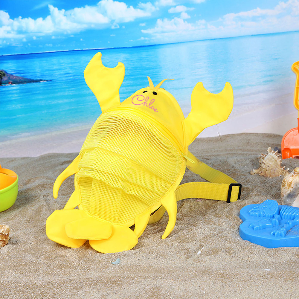 Personalized Lovely Lobster Seashell Zipper Mesh Beach Bag | CWBeach94