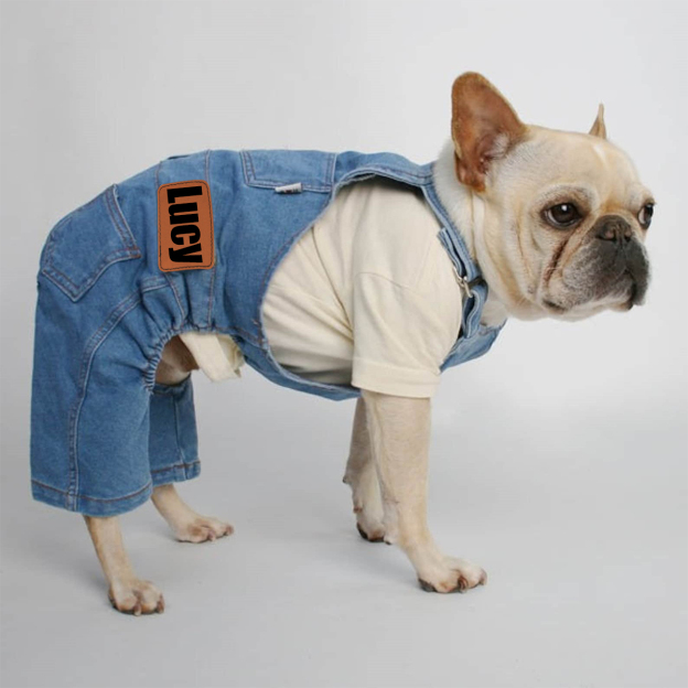 Personalized Leather Patch Pets Classic Overall Dungarees | BKPet56