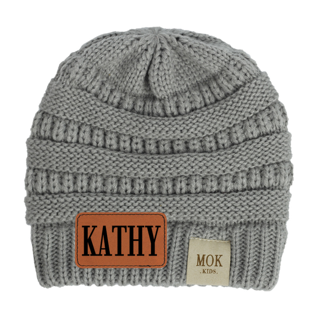Personalized Leather Patch Kid Beanie for Comfort & Unique | HSKid29