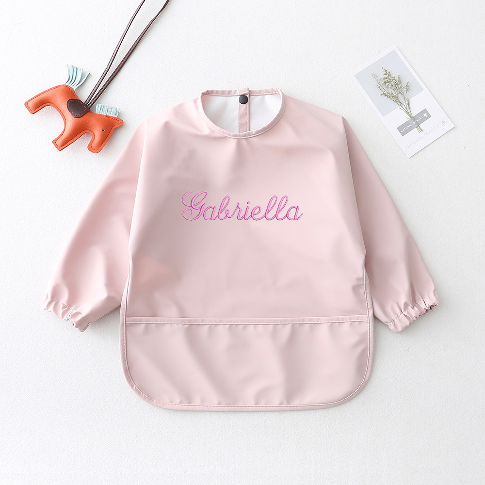 Personalised Baby Long Sleeve Waterproof Color Bib  | CWBaby61