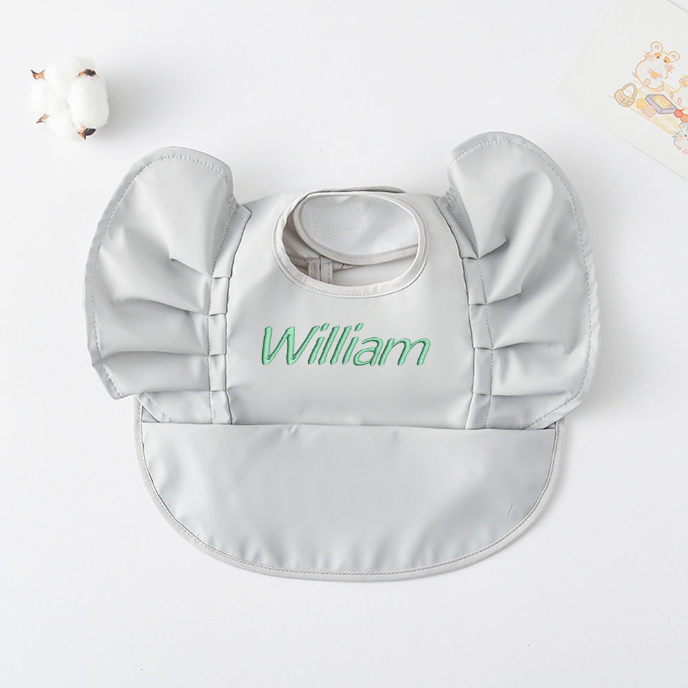 Personalised Embroidery Baby Ruffle Waterproof Color Bib  | CWBaby62