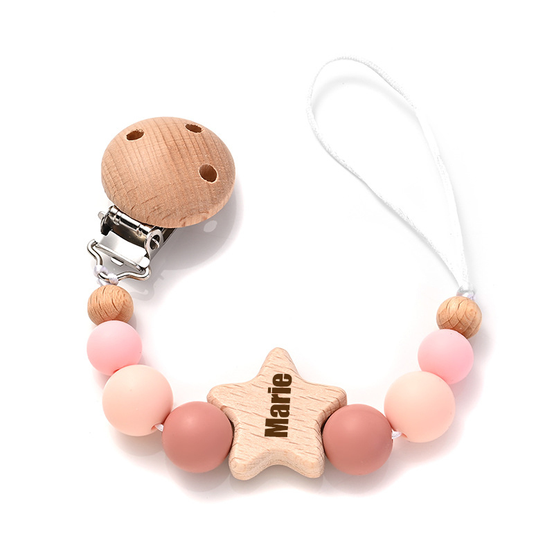 Personalized Baby Pacifier Star Color Bead Clip | CWBaby64