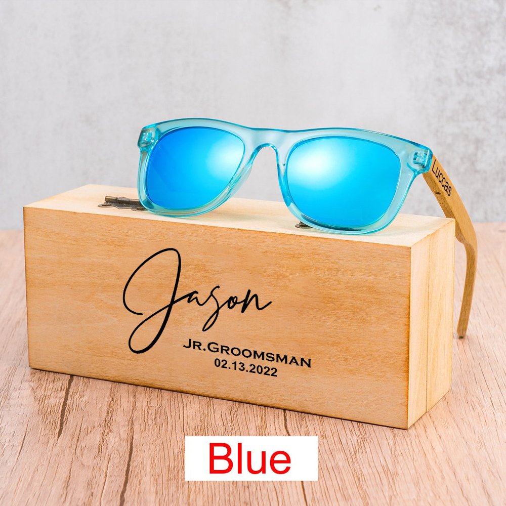 Personalized Kid Sunglasses with Wood Box | CWBeach110