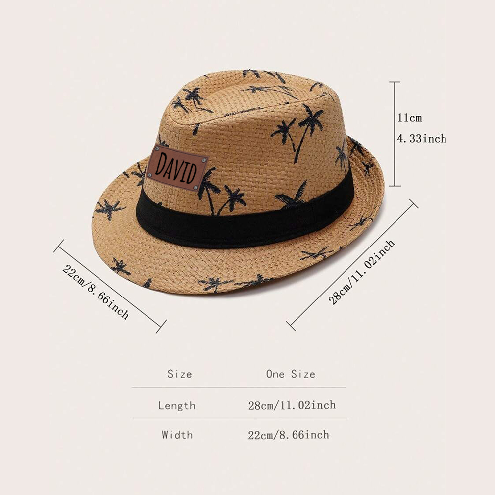 Personalized Summer Leather Patch Straw Hat for Comfort & Unique | CWBeach105