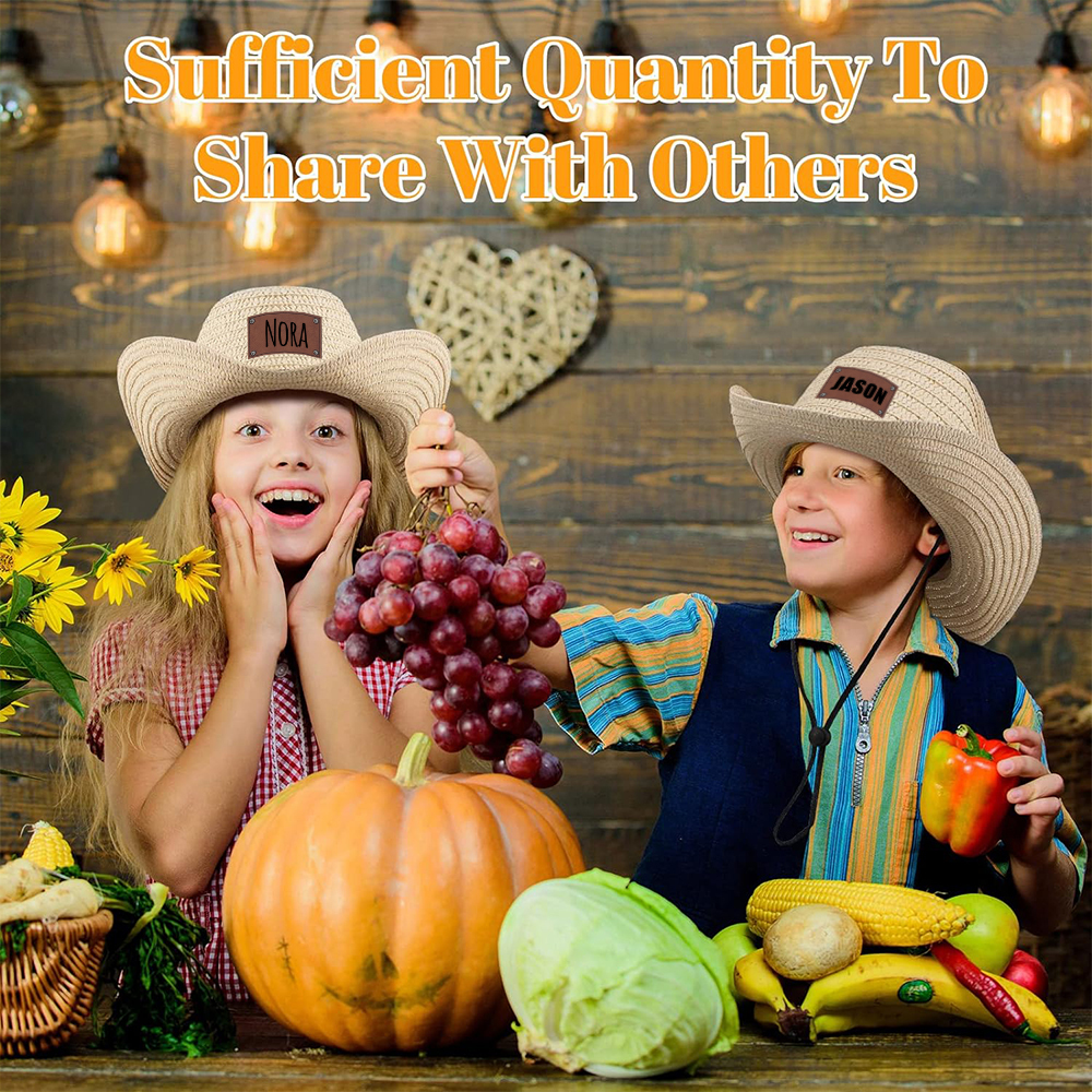 Personalized Leather Patch Cowboy Straw Hat | CWBeach106