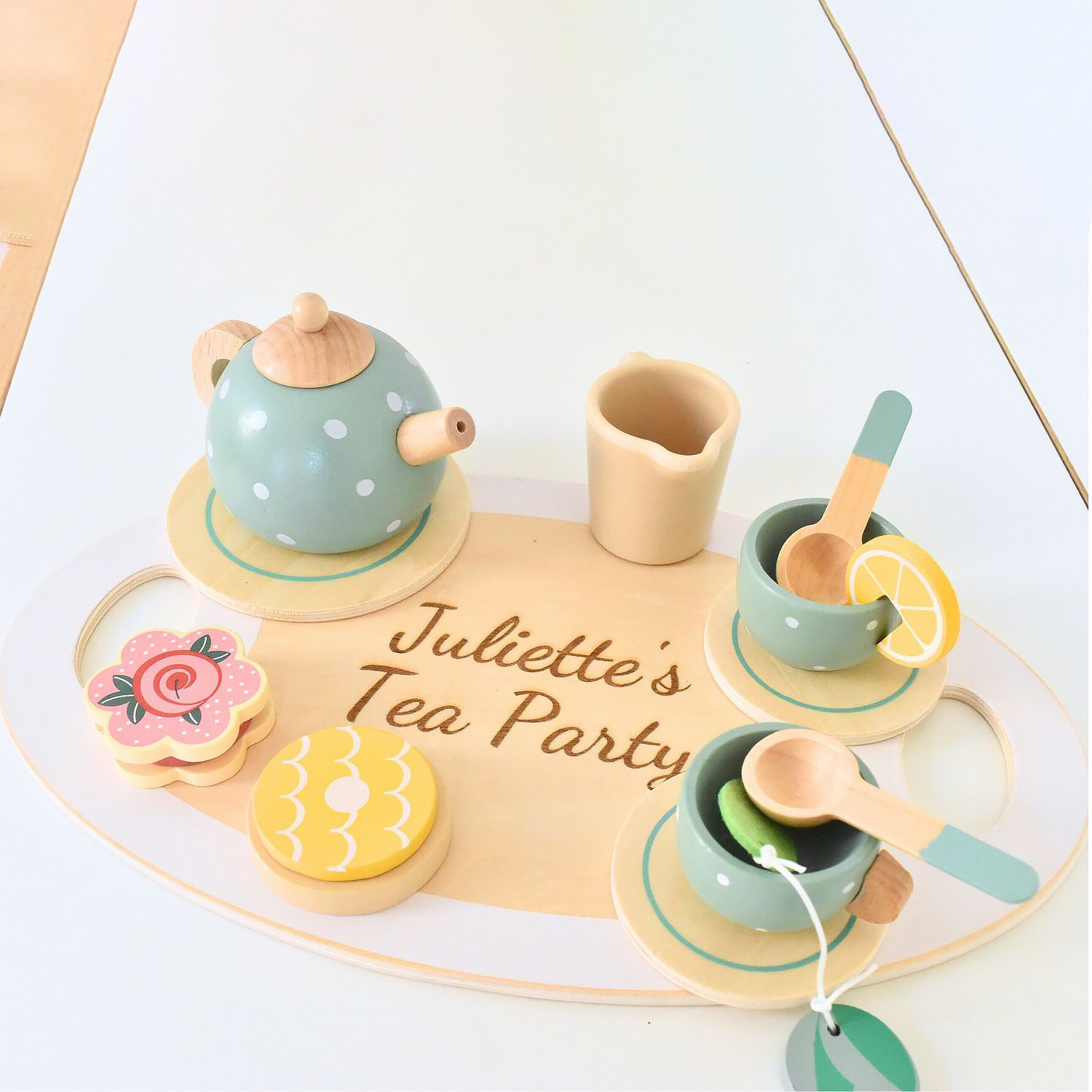 Personalized Kid's Wooden Afternoon Tea Play Set | CWToy49