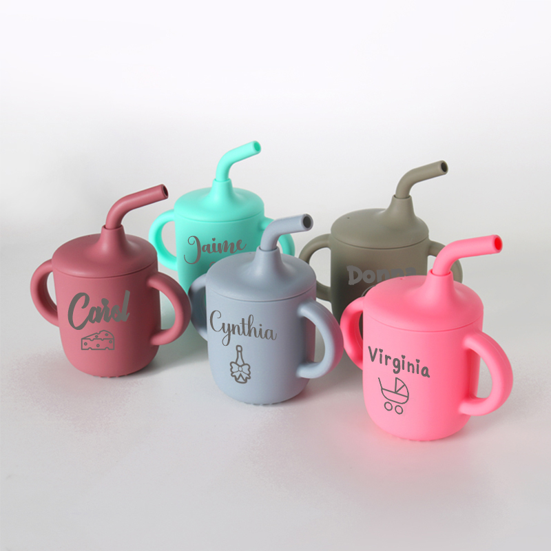 Personalised Baby Food Grade Sippy Silicone Cup  | CWBaby5301