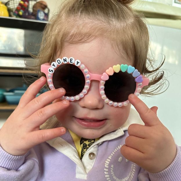 Personalized Name with Pearl & Heart Sunglasses For Kids | CWBeach109