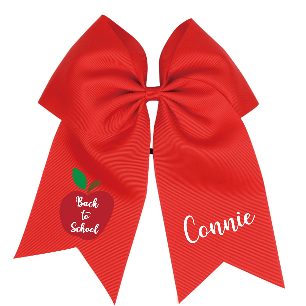 Personalized Girls Back To School Elastic Band Hair Bow | CWToy55