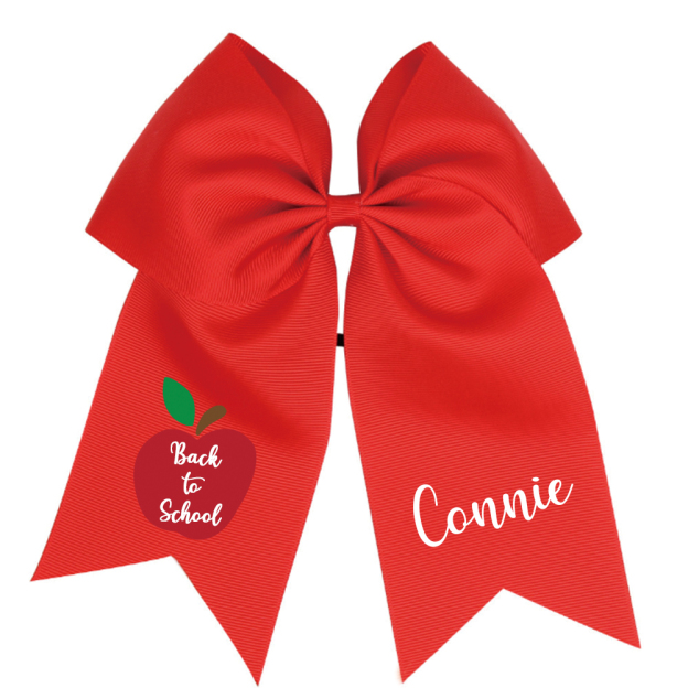Personalized Girls Back To School Elastic Band Hair Bow | CWToy55