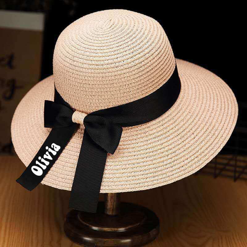 Personalized Ribbon Bow Straw Floppy Hat for Comfort & Unique | CWBeach118