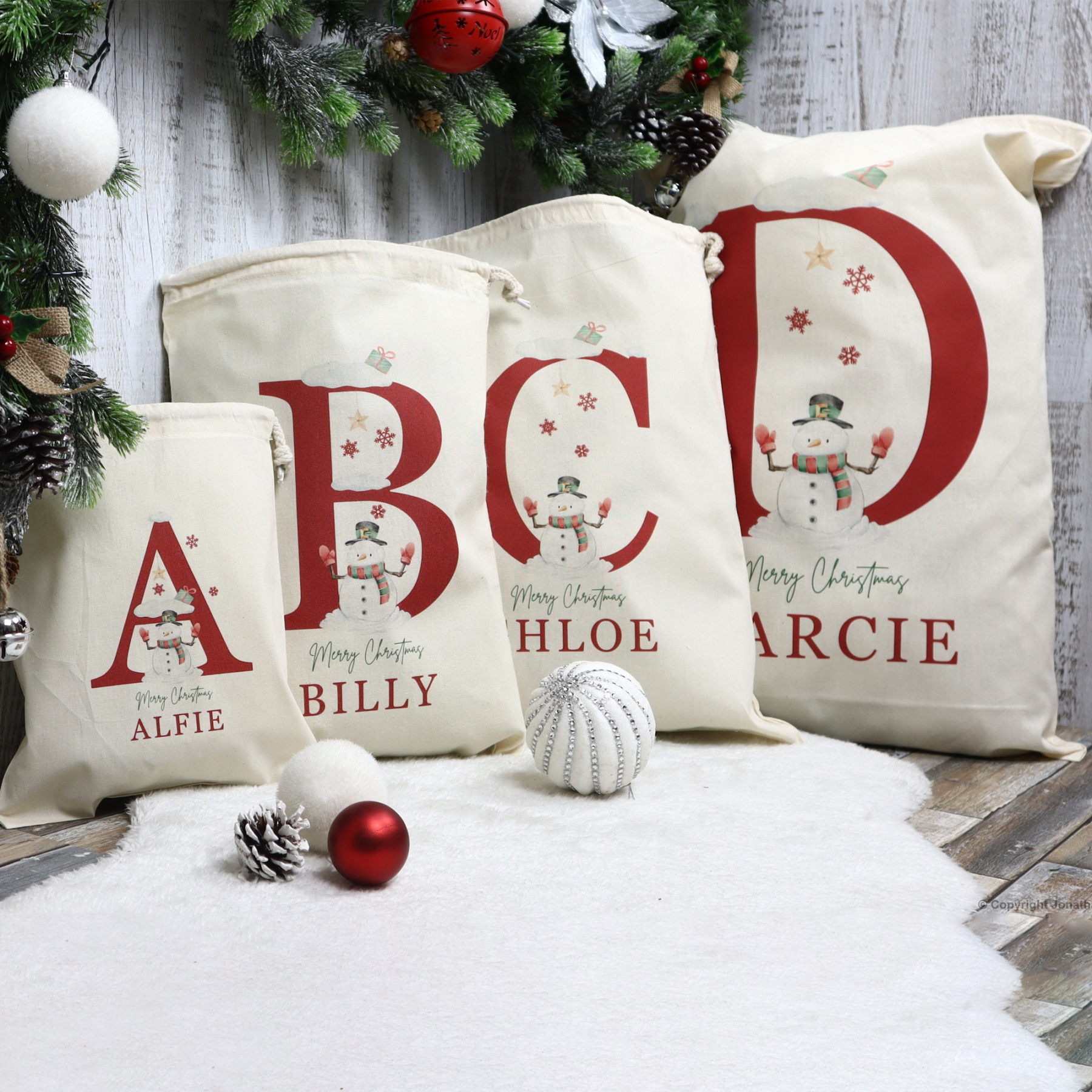 Personalized Name & Initial Christmas Gift Sack | MCGift22