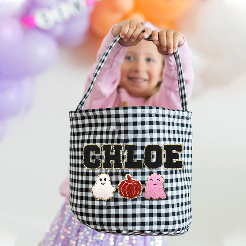 Personalized Chenille Letter Halloween Bucket | CWHalloween14