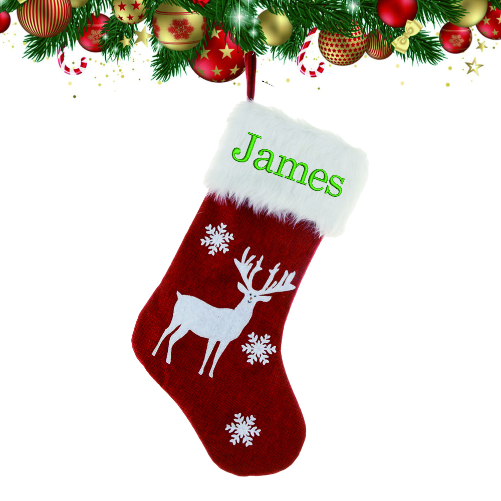 Personalized Embroidered Christmas Stocking with Lights | MCGift13