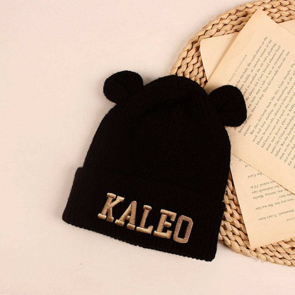 Personalized Cute Bear Beanie With Ears | HSKid41