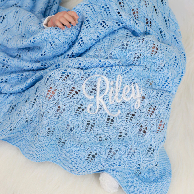 Personalized Embroidered Knit Baby Blanket for Unique Gift | CWBaby87