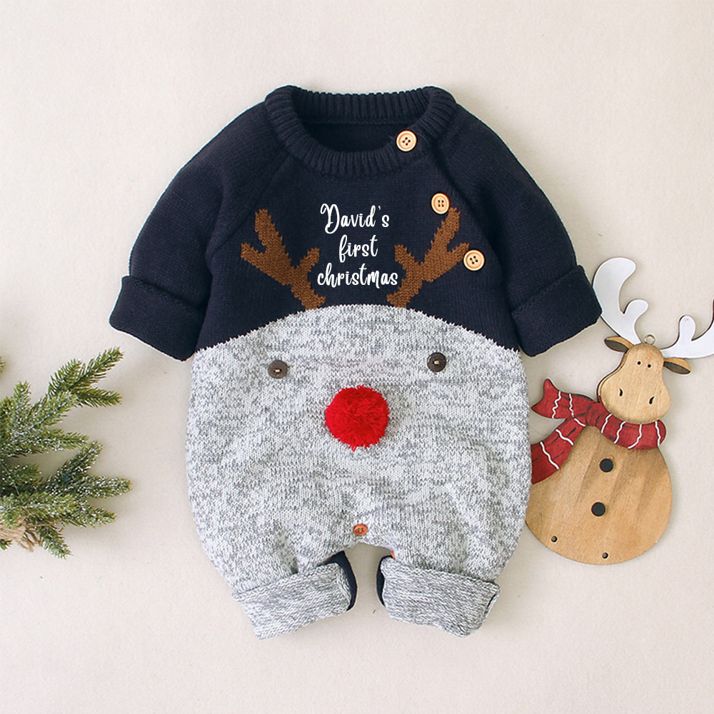 Personalized Christmas Reindeer Outfit for Baby| CWBaby89