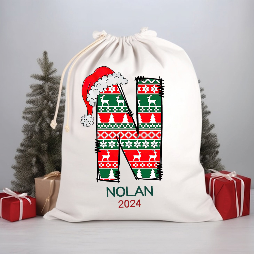 Personalized Name & Initial Christmas Gift Sack | MCGift63