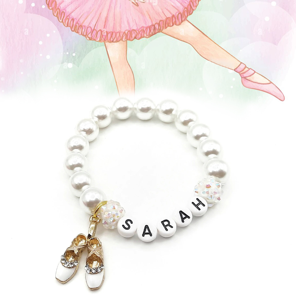 Personalized Kids Lovely Ballet Bead Bracelet With Name | CWBeach143