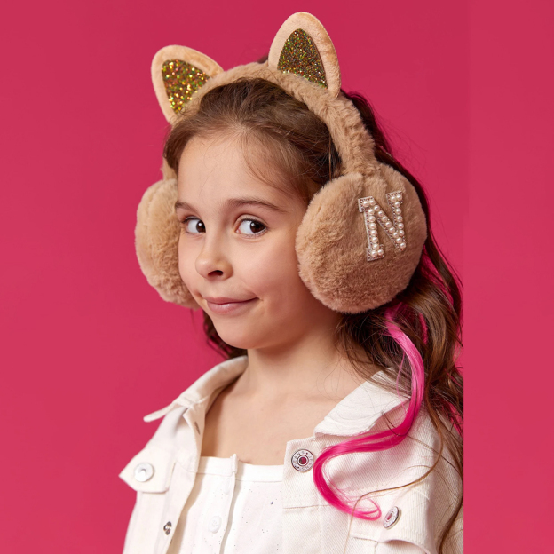 Personalized Kids Pearl Patch Warm Cat Ears Earmuffs | CWToy83