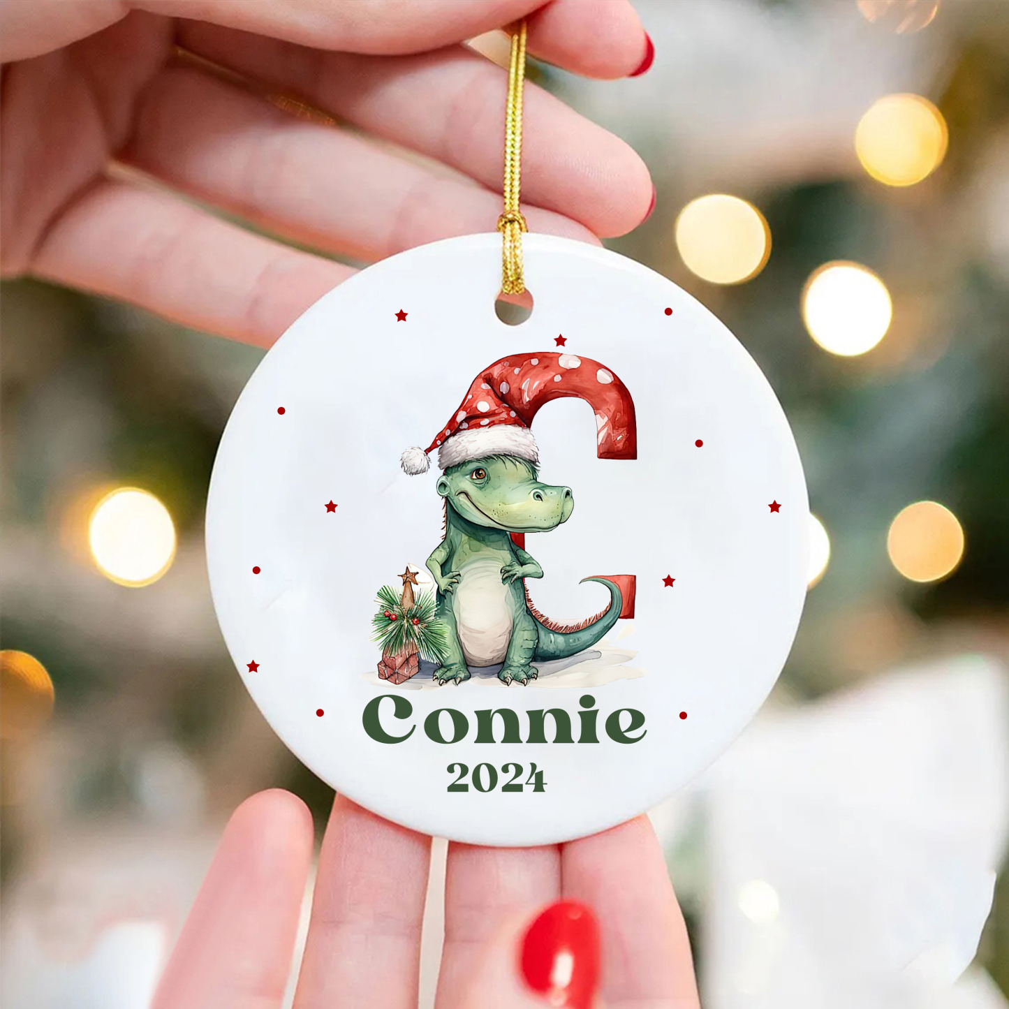 Personalized Christmas Dinosaur Monogram Ornaments Decoration | MCGift5714