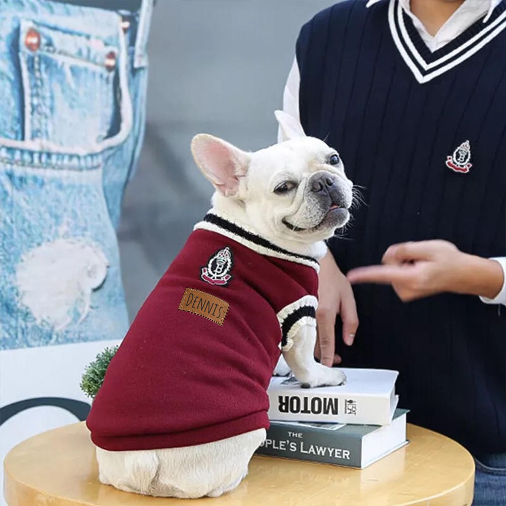 Personalized Leather Patch Pets Sweater | BKPet98
