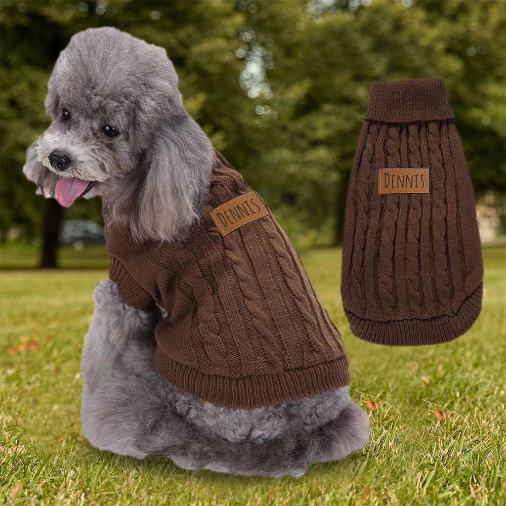 Personalized Leather Patch Pets Colourful Sweater | BKPet97