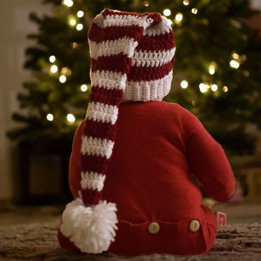 Personalized Leather Patch Christmas Long Tail Hat | MCGift89