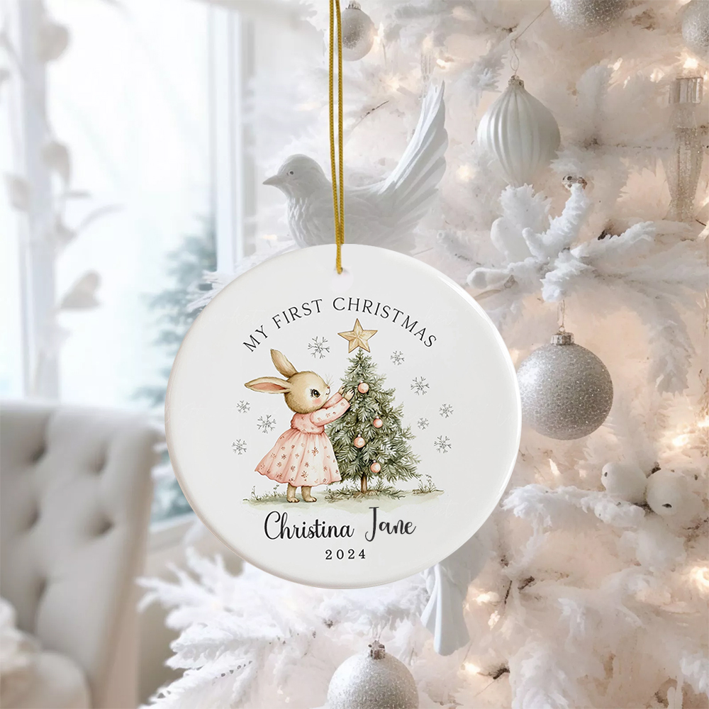 Personalized Lovely Bunny Christmas Tree Ornaments Decoration | MCGift5724
