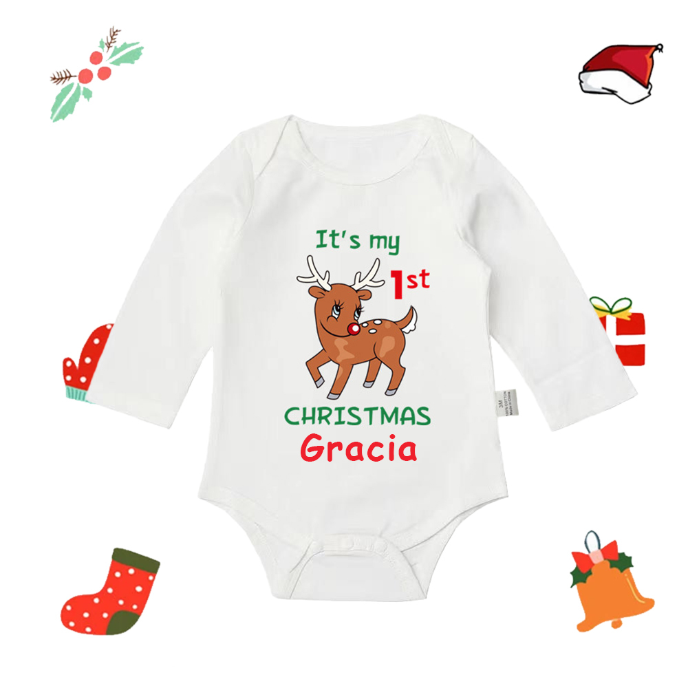 Personalized Baby Merry Christmas White Ropmer | CWBaby104