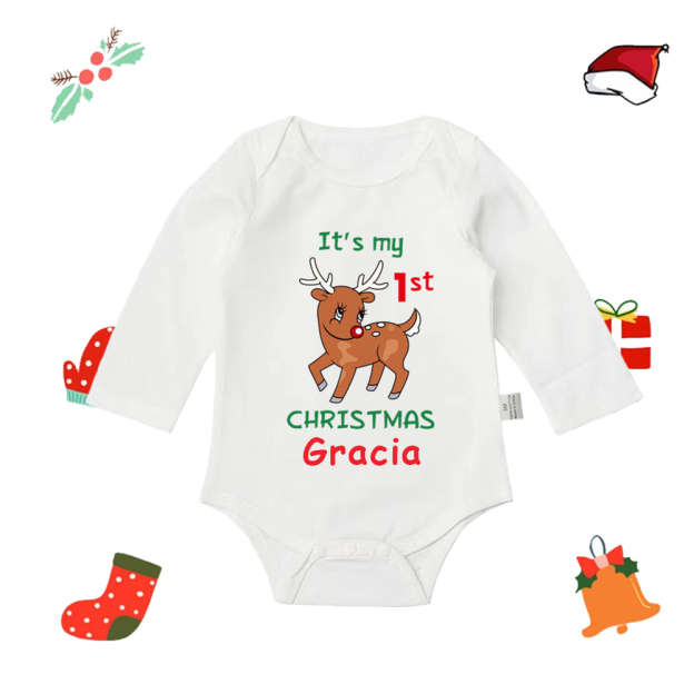 Personalized Baby Merry Christmas White Ropmer | CWBaby104