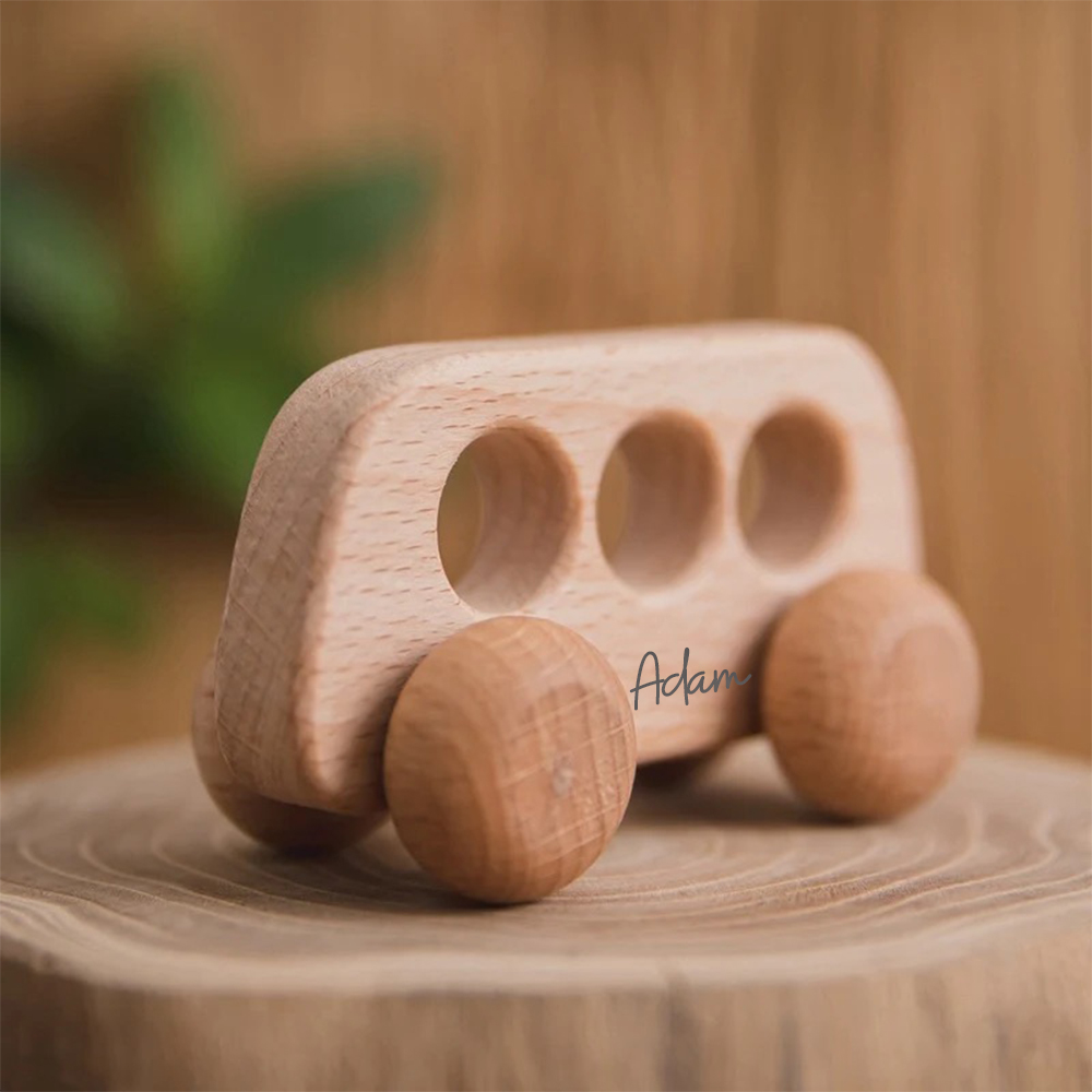 Personalized Baby Natural Wooden Cars Toy | CWToy101