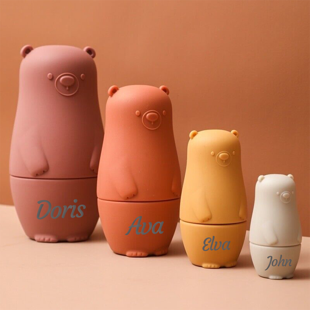Personalized Silicone BPA Free Stacking Bears Matryoshka Toy | CWToy102