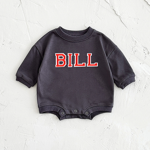 Personalized Letter Patch Neutral Baby Sweatshirt Romper | CWBaby114