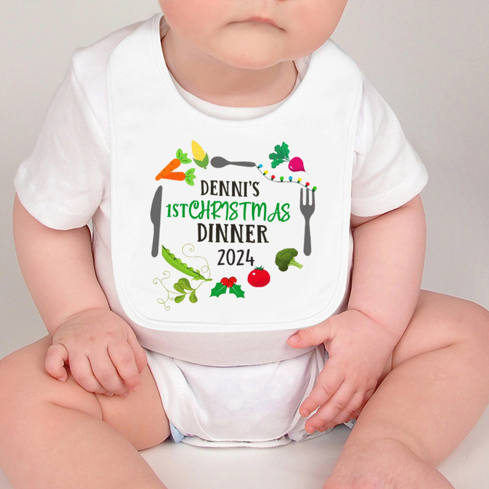 Personalized Baby 1st Christmas Dinner Bib | CWBaby115