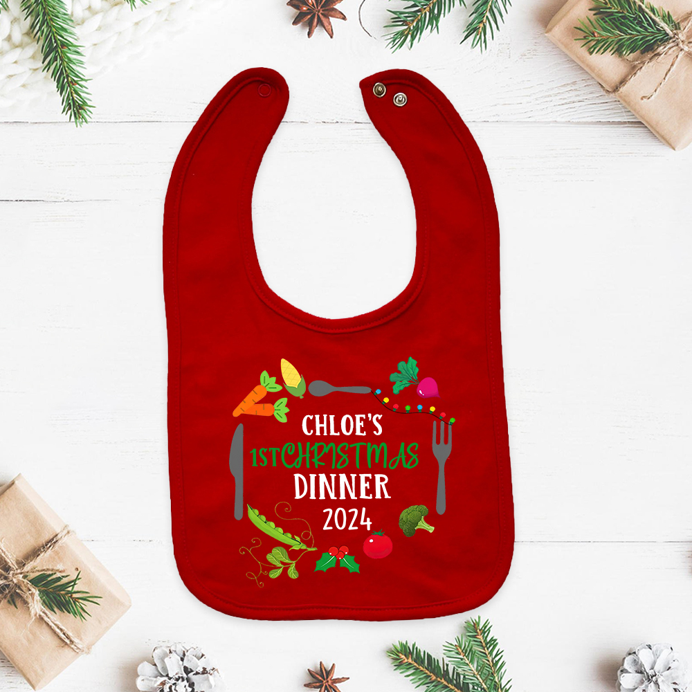 Personalized Baby 1st Christmas Dinner Bib | CWBaby115