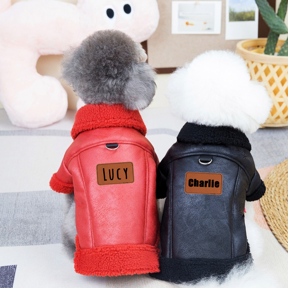 Personalized Leather Patch Pets Sherpa Jacket | BKPet130