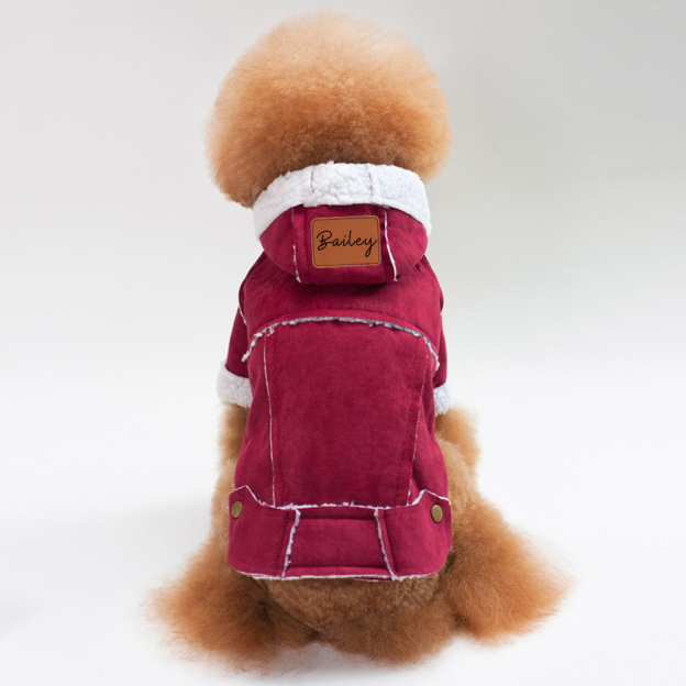 Personalized Leather Patch Pets Sherpa Jacket | BKPet132