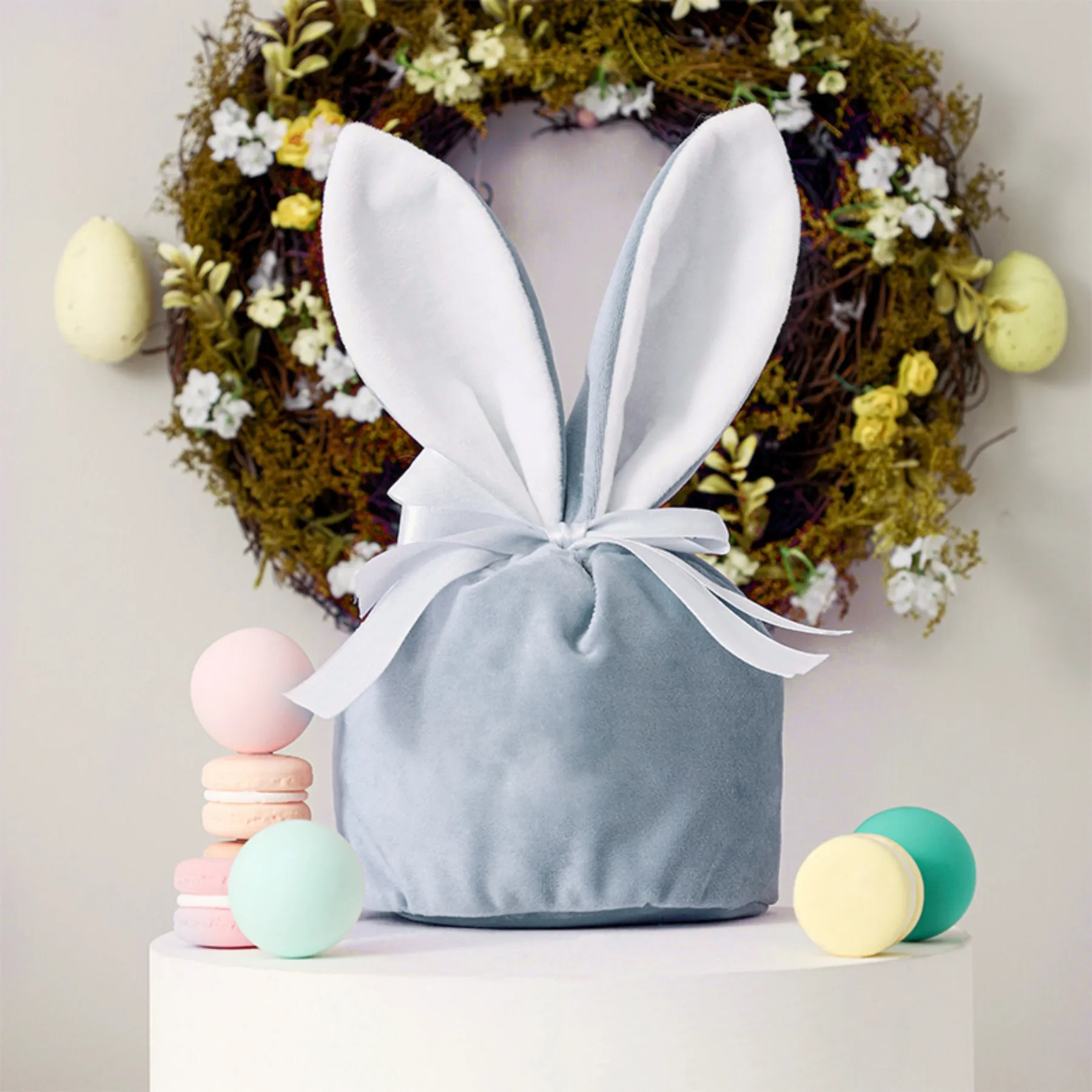 Personalized Foil Stamped Name Easter Bunny Velvet Basket | CWEaster33