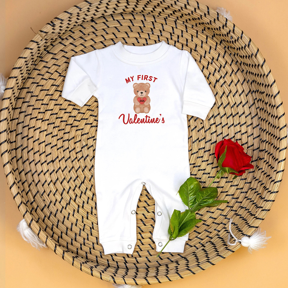 Personalized Baby First Valentine Ropmer and Hat Set | CWBaby127