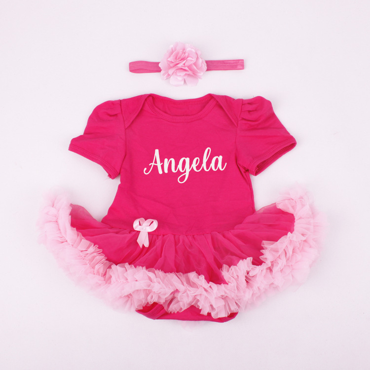 Personalized Baby Cotton Soft TuTu Romper With Headband | CWBaby135
