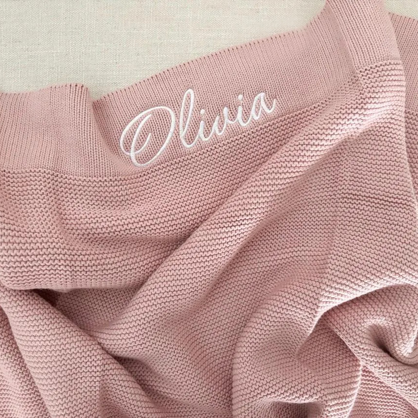 Personalized Embroidered Knit Blanket for Comfort & Unique | CWBaby30